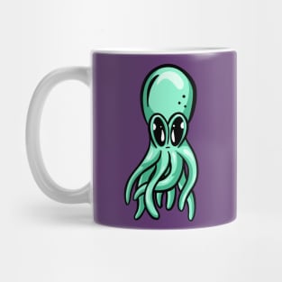 Cute Green Octopus Illustration Cartoon Mug